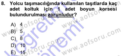 Ulaştırma Sistemleri Dersi 2015 - 2016 Yılı (Vize) Ara Sınav Soruları 8. Soru