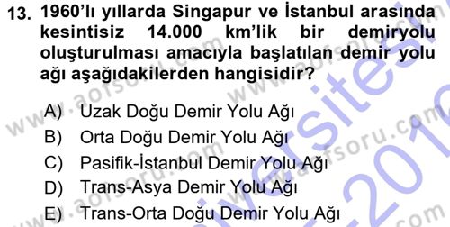 Ulaştırma Sistemleri Dersi 2015 - 2016 Yılı (Final) Dönem Sonu Sınav Soruları 13. Soru