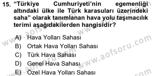 Ulaştırma Sistemleri Dersi 2015 - 2016 Yılı (Final) Dönem Sonu Sınav Soruları 15. Soru