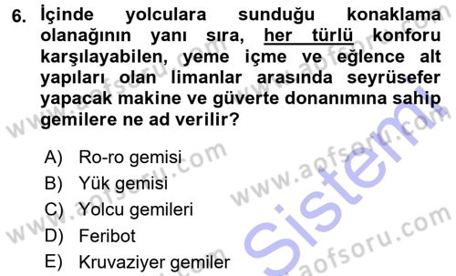 Ulaştırma Sistemleri Dersi 2015 - 2016 Yılı (Final) Dönem Sonu Sınav Soruları 6. Soru