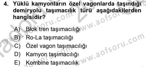 Ulaştırma Sistemleri Dersi 2016 - 2017 Yılı 3 Ders Sınav Soruları 4. Soru