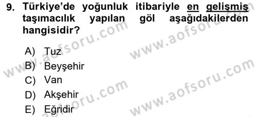 Ulaştırma Sistemleri Dersi 2016 - 2017 Yılı 3 Ders Sınav Soruları 9. Soru