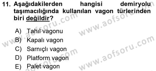 Ulaştırma Sistemleri Dersi 2016 - 2017 Yılı (Vize) Ara Sınav Soruları 11. Soru