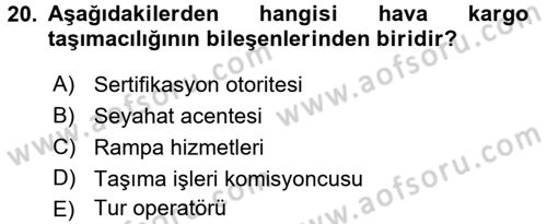 Ulaştırma Sistemleri Dersi 2016 - 2017 Yılı (Vize) Ara Sınav Soruları 20. Soru