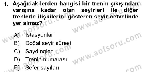 Ulaştırma Sistemleri Dersi 2016 - 2017 Yılı (Final) Dönem Sonu Sınav Soruları 1. Soru
