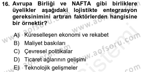 Ulaştırma Sistemleri Dersi 2016 - 2017 Yılı (Final) Dönem Sonu Sınav Soruları 16. Soru
