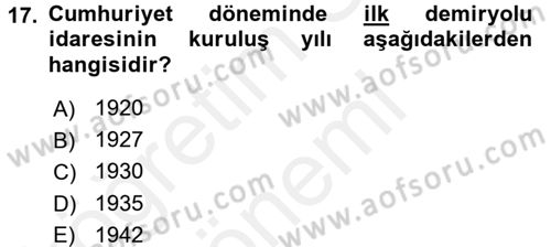 Ulaştırma Sistemleri Dersi 2016 - 2017 Yılı (Final) Dönem Sonu Sınav Soruları 17. Soru