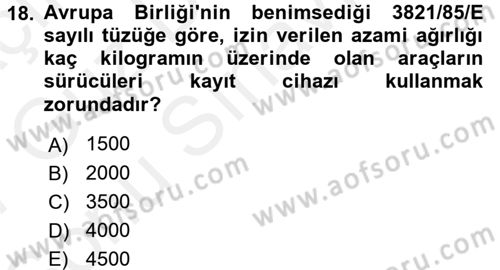 Ulaştırma Sistemleri Dersi 2016 - 2017 Yılı (Final) Dönem Sonu Sınav Soruları 18. Soru