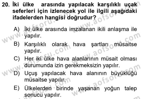 Ulaştırma Sistemleri Dersi 2016 - 2017 Yılı (Final) Dönem Sonu Sınav Soruları 20. Soru