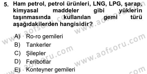 Ulaştırma Sistemleri Dersi 2016 - 2017 Yılı (Final) Dönem Sonu Sınav Soruları 5. Soru