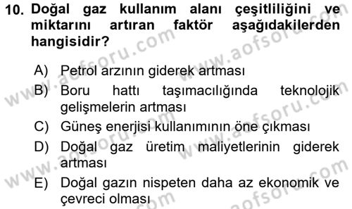 Ulaştırma Sistemleri Dersi 2017 - 2018 Yılı 3 Ders Sınavı 10. Soru