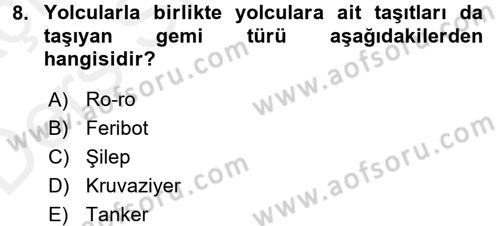 Ulaştırma Sistemleri Dersi 2017 - 2018 Yılı 3 Ders Sınavı 8. Soru