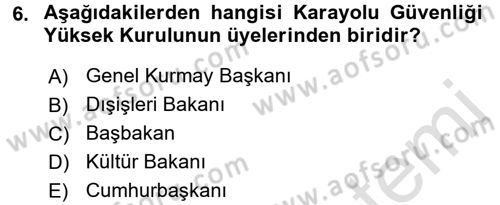 Ulaştırma Sistemleri Dersi 2017 - 2018 Yılı (Vize) Ara Sınav Soruları 6. Soru