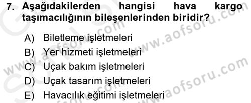 Ulaştırma Sistemleri Dersi 2017 - 2018 Yılı (Final) Dönem Sonu Sınav Soruları 7. Soru
