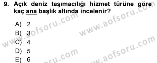 Ulaştırma Sistemleri Dersi 2017 - 2018 Yılı (Final) Dönem Sonu Sınav Soruları 9. Soru
