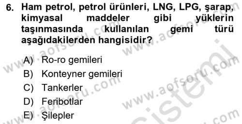 Ulaştırma Sistemleri Dersi 2018 - 2019 Yılı 3 Ders Sınavı 6. Soru