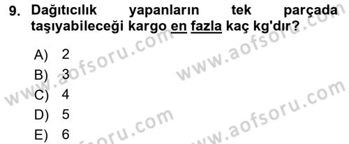 Ulaştırma Sistemleri Dersi 2018 - 2019 Yılı (Vize) Ara Sınav Soruları 9. Soru