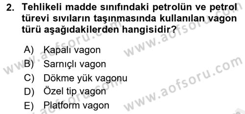 Ulaştırma Sistemleri Dersi 2018 - 2019 Yılı (Final) Dönem Sonu Sınav Soruları 2. Soru