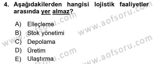 Ulaştırma Sistemleri Dersi 2018 - 2019 Yılı (Final) Dönem Sonu Sınav Soruları 4. Soru
