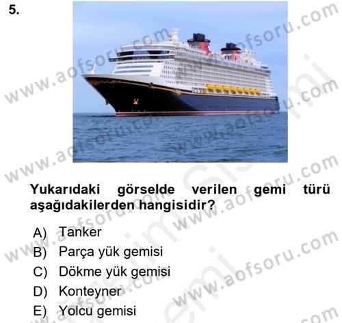 Ulaştırma Sistemleri Dersi 2018 - 2019 Yılı (Final) Dönem Sonu Sınav Soruları 5. Soru