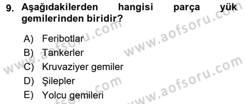 Ulaştırma Sistemleri Dersi 2018 - 2019 Yılı Yaz Okulu Sınav Soruları 9. Soru