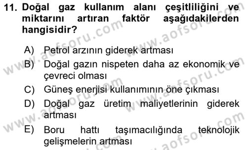 Ulaştırma Sistemleri Dersi 2019 - 2020 Yılı (Final) Dönem Sonu Sınavı 11. Soru