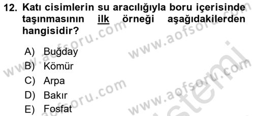 Ulaştırma Sistemleri Dersi 2019 - 2020 Yılı (Final) Dönem Sonu Sınavı 12. Soru