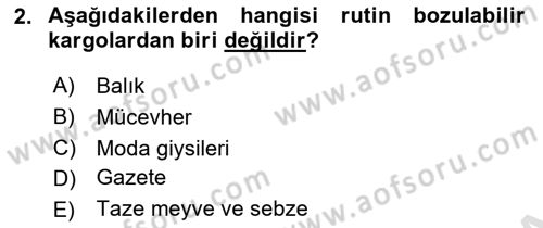 Ulaştırma Sistemleri Dersi 2019 - 2020 Yılı (Final) Dönem Sonu Sınavı 2. Soru