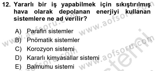Ulaştırma Sistemleri Dersi 2020 - 2021 Yılı Yaz Okulu Sınav Soruları 12. Soru