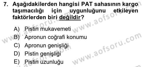 Ulaştırma Sistemleri Dersi 2020 - 2021 Yılı Yaz Okulu Sınav Soruları 7. Soru