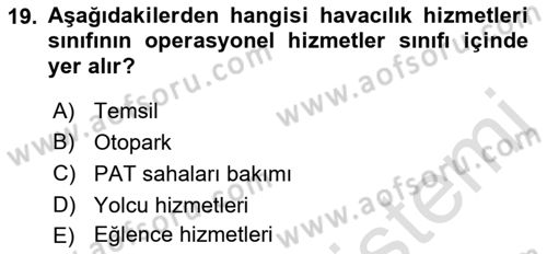 Ulaştırma Sistemleri Dersi 2021 - 2022 Yılı (Vize) Ara Sınav Soruları 19. Soru