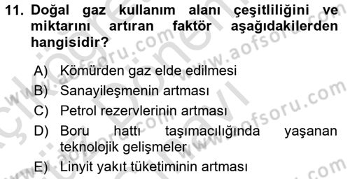 Ulaştırma Sistemleri Dersi 2021 - 2022 Yılı (Final) Dönem Sonu Sınav Soruları 11. Soru