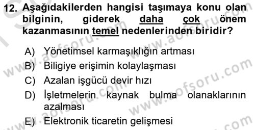 Ulaştırma Sistemleri Dersi 2021 - 2022 Yılı (Final) Dönem Sonu Sınav Soruları 12. Soru