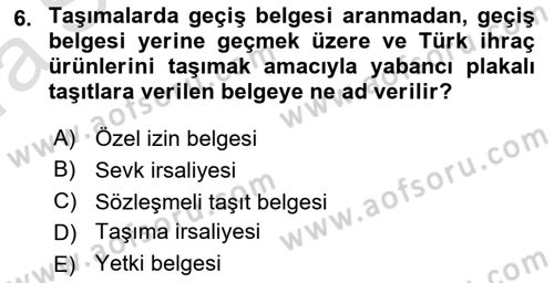 Ulaştırma Sistemleri Dersi 2021 - 2022 Yılı Tek Ders Sınav Soruları 6. Soru