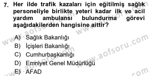 Ulaştırma Sistemleri Dersi 2021 - 2022 Yılı Tek Ders Sınavı 7. Soru