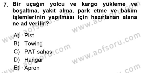 Ulaştırma Sistemleri Dersi 2021 - 2022 Yılı Yaz Okulu Sınavı 7. Soru