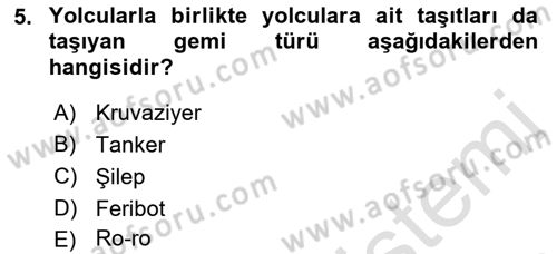 Ulaştırma Sistemleri Dersi 2022 - 2023 Yılı (Final) Dönem Sonu Sınav Soruları 5. Soru