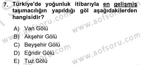 Ulaştırma Sistemleri Dersi 2022 - 2023 Yılı (Final) Dönem Sonu Sınav Soruları 7. Soru