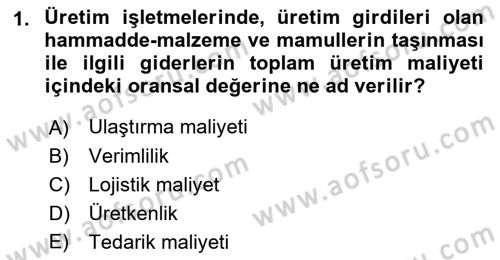 Ulaştırma Sistemleri Dersi 2022 - 2023 Yılı Yaz Okulu Sınav Soruları 1. Soru