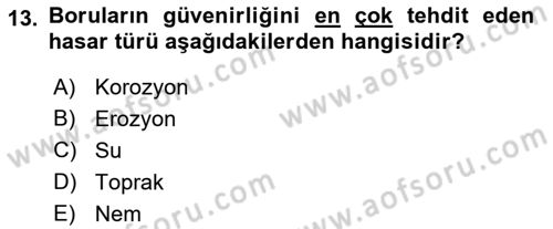Ulaştırma Sistemleri Dersi 2022 - 2023 Yılı Yaz Okulu Sınav Soruları 13. Soru