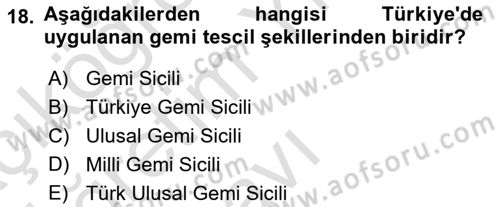 Ulaştırma Sistemleri Dersi 2022 - 2023 Yılı Yaz Okulu Sınav Soruları 18. Soru
