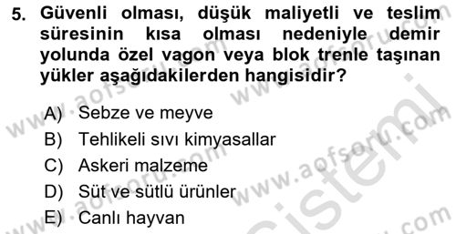 Ulaştırma Sistemleri Dersi 2022 - 2023 Yılı Yaz Okulu Sınav Soruları 5. Soru