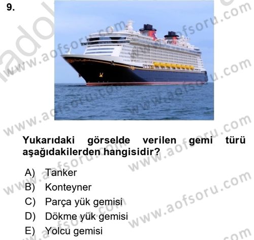 Ulaştırma Sistemleri Dersi 2022 - 2023 Yılı Yaz Okulu Sınav Soruları 9. Soru