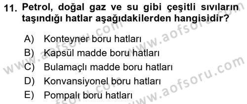 Ulaştırma Sistemleri Dersi 2023 - 2024 Yılı (Final) Dönem Sonu Sınav Soruları 11. Soru