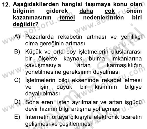 Ulaştırma Sistemleri Dersi 2023 - 2024 Yılı (Final) Dönem Sonu Sınav Soruları 12. Soru