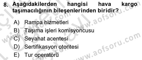 Ulaştırma Sistemleri Dersi 2023 - 2024 Yılı Yaz Okulu Sınav Soruları 8. Soru