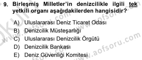 Ulaştırma Sistemleri Dersi 2023 - 2024 Yılı Yaz Okulu Sınav Soruları 9. Soru