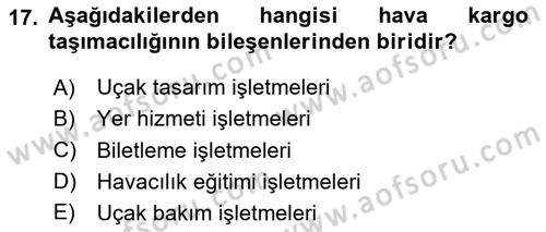 Ulaştırma Sistemleri Dersi 2025 - 2026 Yılı (Vize) Ara Sınav Soruları 17. Soru