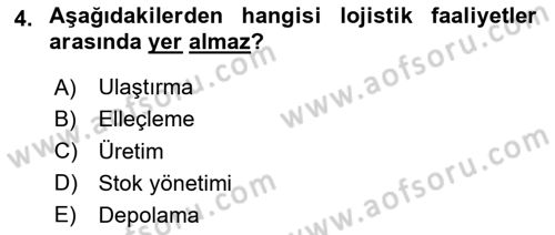 Ulaştırma Sistemleri Dersi 2025 - 2026 Yılı (Vize) Ara Sınav Soruları 4. Soru