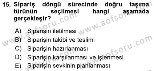 Bilişim Sistemleri Ve Lojistik Dersi 2018 - 2019 Yılı (Vize) Ara Sınav Soruları 15. Soru